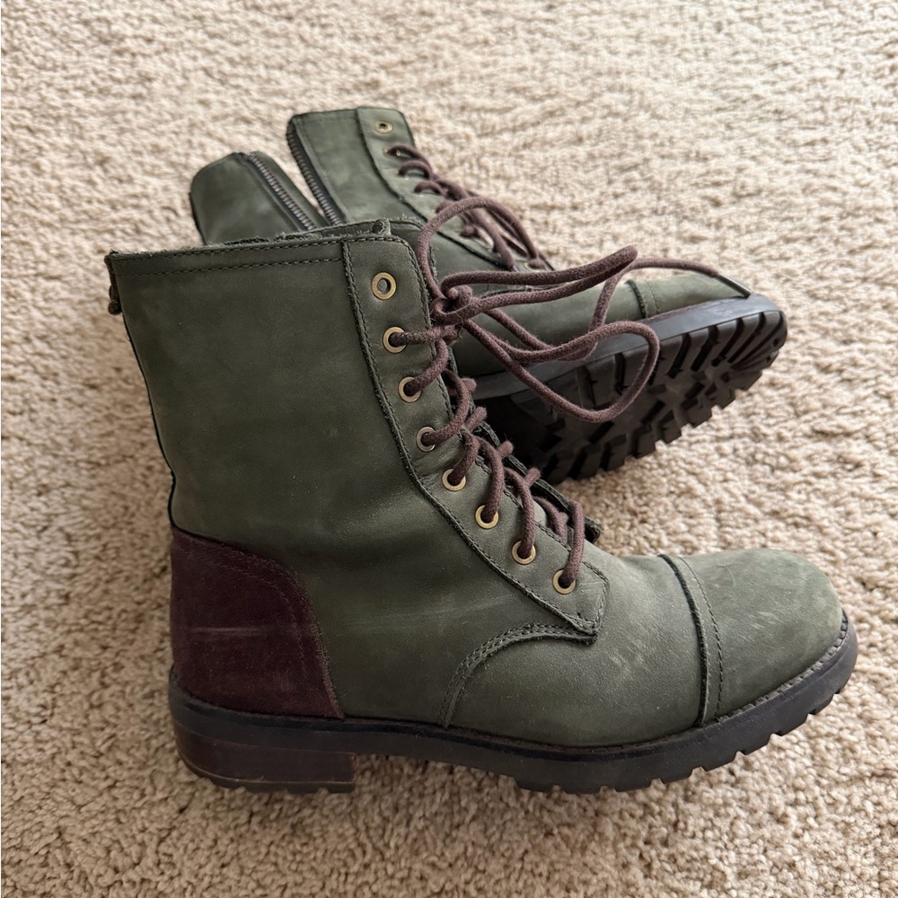 UGG Green and Brown Lace-Up Boots - Picture 2 of 7